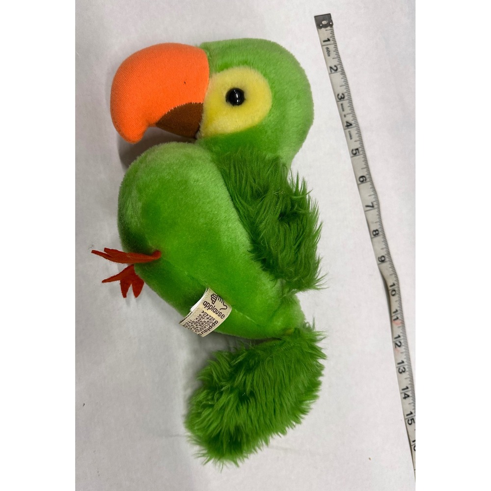 Applause Vintage Green Parrot Plush Stuffed Animal Bird Orange Beak 16 Inch
